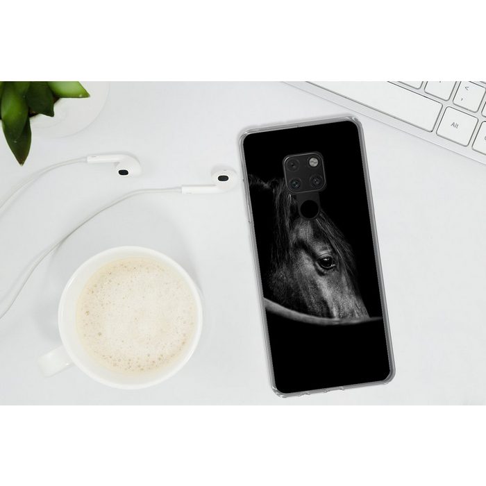 MuchoWow Handyhülle Pferde - Porträt - Schwarz - Tiere Phone Case Handyhülle Huawei Mate 20 Silikon Schutzhülle OR12094