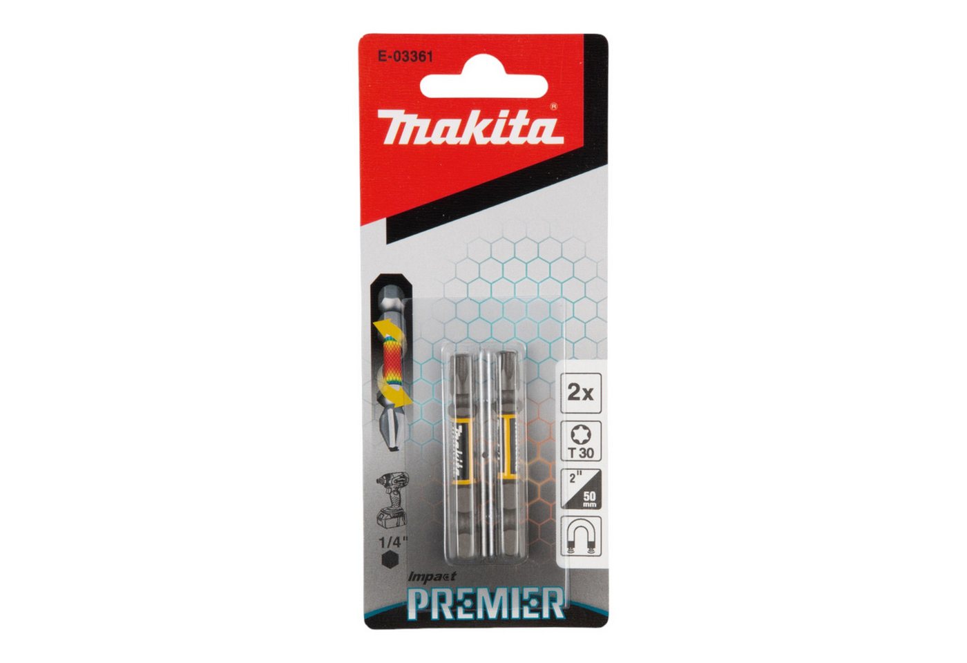 Thumbnail - Makita Bohrer- und Bitset Makita Impact Premier Torsion Bit T30 50 mm 2 Stück (E-03361)