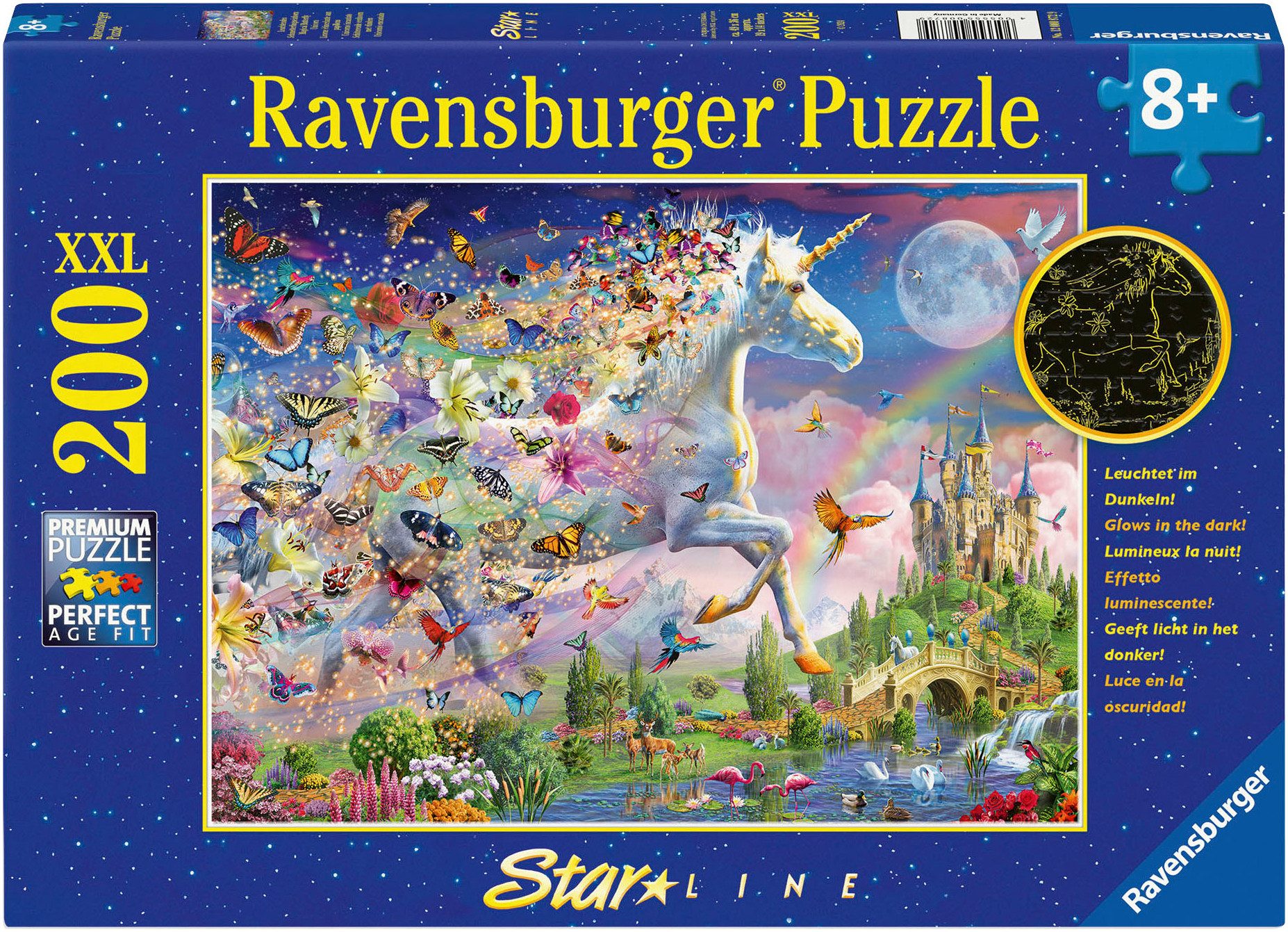 Ravensburger Puzzle Star Line, Leuchtendes Schmetterlingseinhorn, 200 Puzzl günstig online kaufen