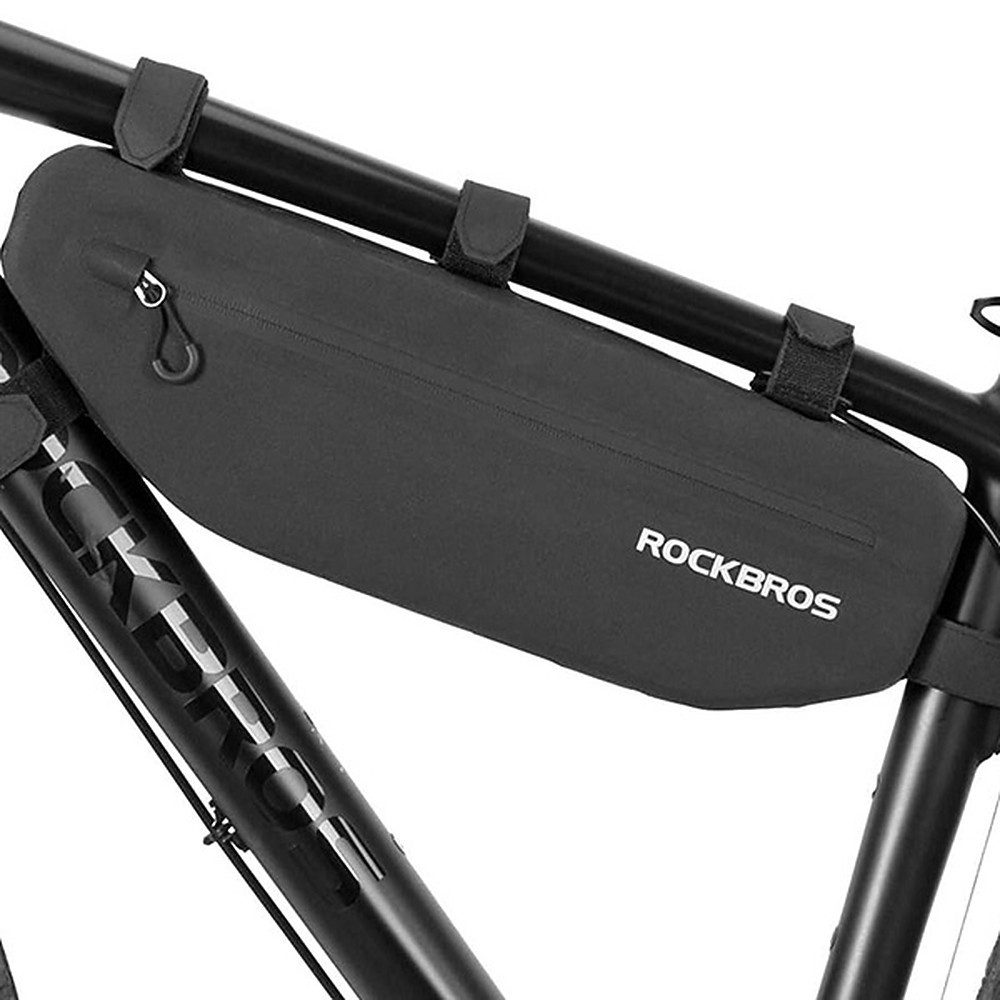ROCKBROS Fahrradtasche Rahmentasche Oberrohrtasche Dreiecktasche (Spar-Set, 1-tlg., 5 x 6 cm leicht, 40 x 12), wasserdicht, 3 l Volumen, Klettbefestigung