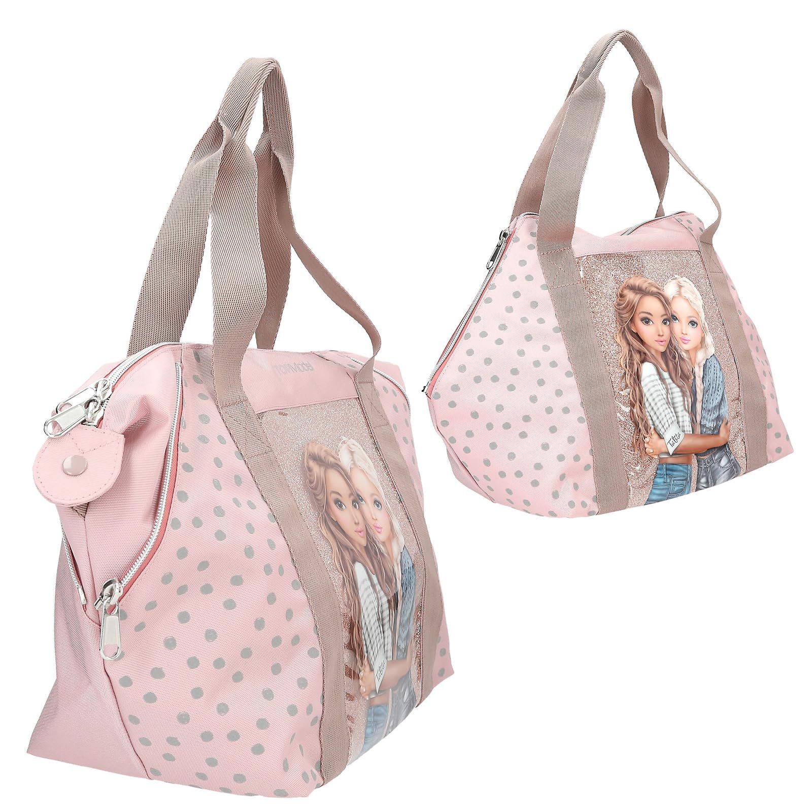 Depesche Kinderrucksack Sporttasche Rosa mit Model Motiv und Punkte Muster, Mit Henkel und Innenfach