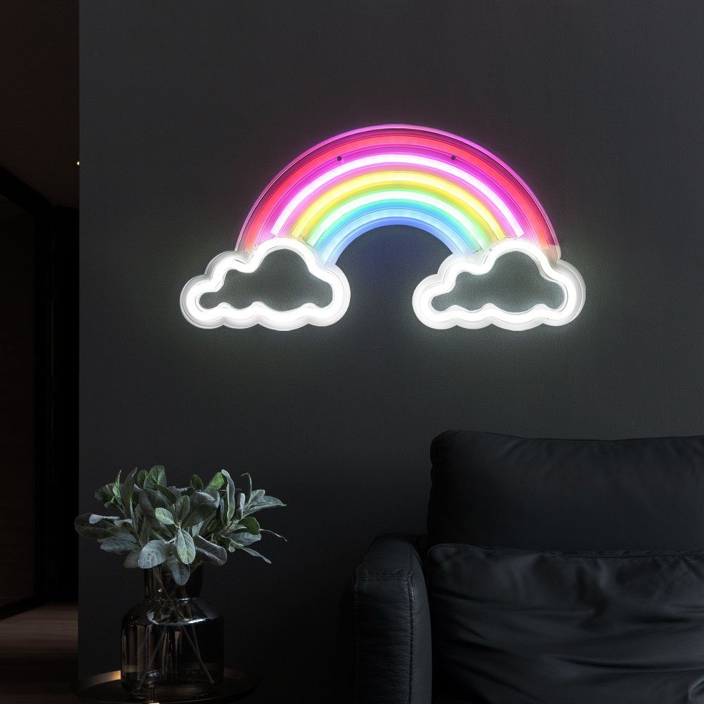 LED LED klar Globo L 40 Wandleuchte, Kinderzimmerlampe Wandleuchte fest Regenbogenleuchte cm opal LED-Leuchtmittel verbaut,