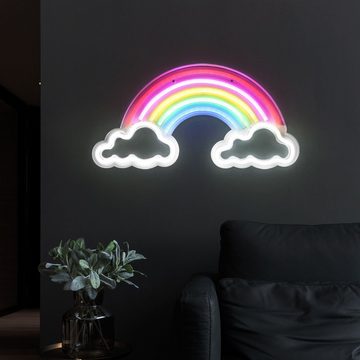 etc-shop LED Wandleuchte, LED-Leuchtmittel fest verbaut, LED Wandleuchte Regenbogenleuchte Kinderzimmerlampe klar opal L 40 cm