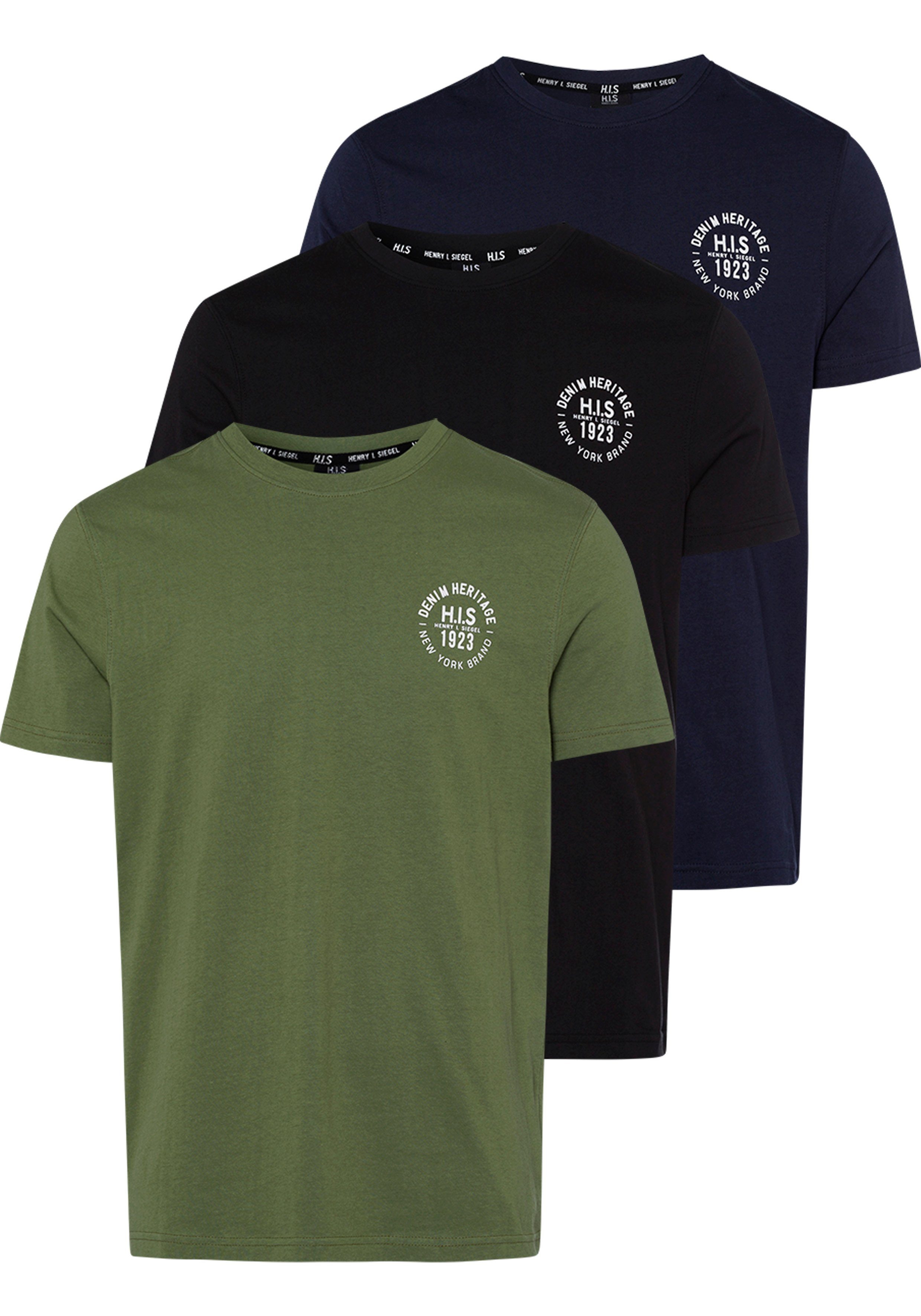 H.I.S Rundhalsshirt (Packung, 3-tlg., 3er-Pack) mit Brustprint | T-Shirts