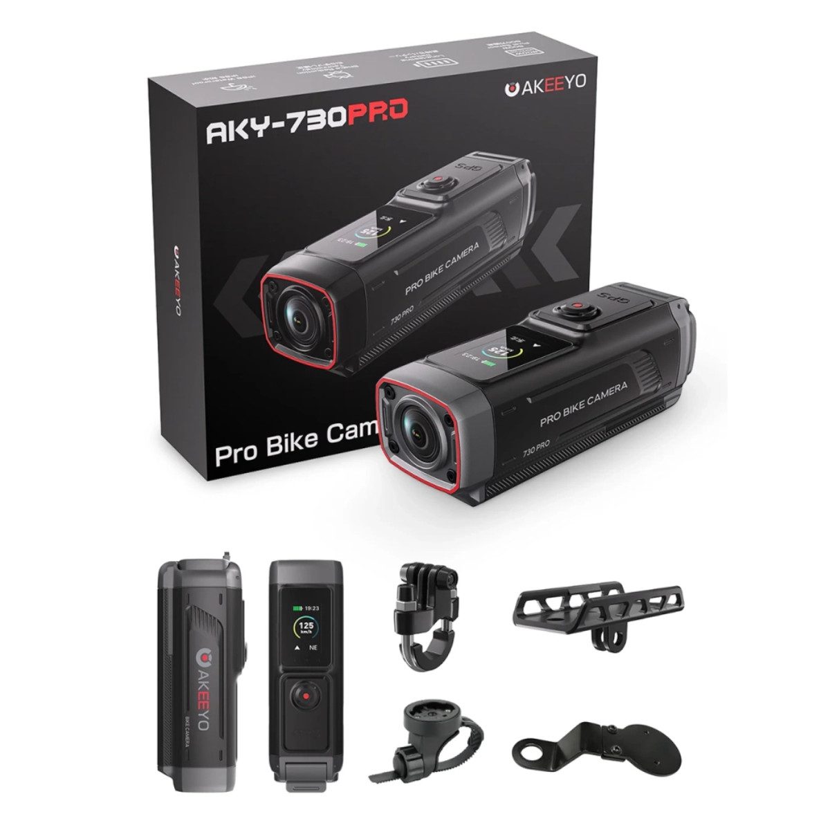 AKEEYO AKY-730Pro Action Cam (4K Ultra HD, Wi-Fi 5 GHz, Wi-Fi 2,4 GHz, 1x opt. Zoom, Kamera Set mit umfangreichem Montagesystem, 4K Lenkerkamera mit GPS EIS und Dualband WLAN)
