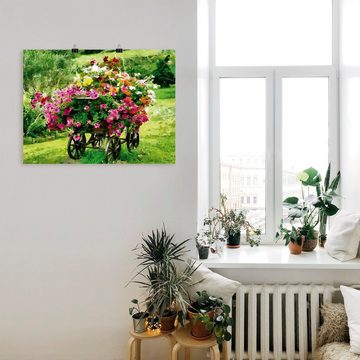 Artland Wandbild Kutsche mit Blumen, Blumenbilder (1 St), als Alubild, Outdoorbild, Leinwandbild, Poster in verschied. Größen