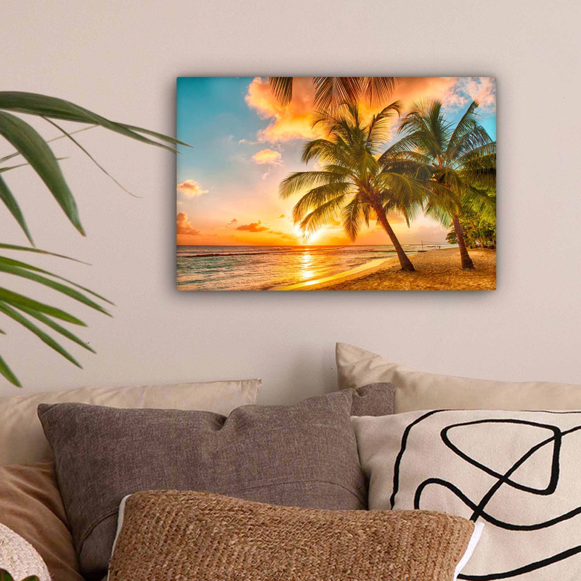 OneMillionCanvasses® Leinwandbild Strand - Meer - Gold - Sonnenuntergang, F günstig online kaufen