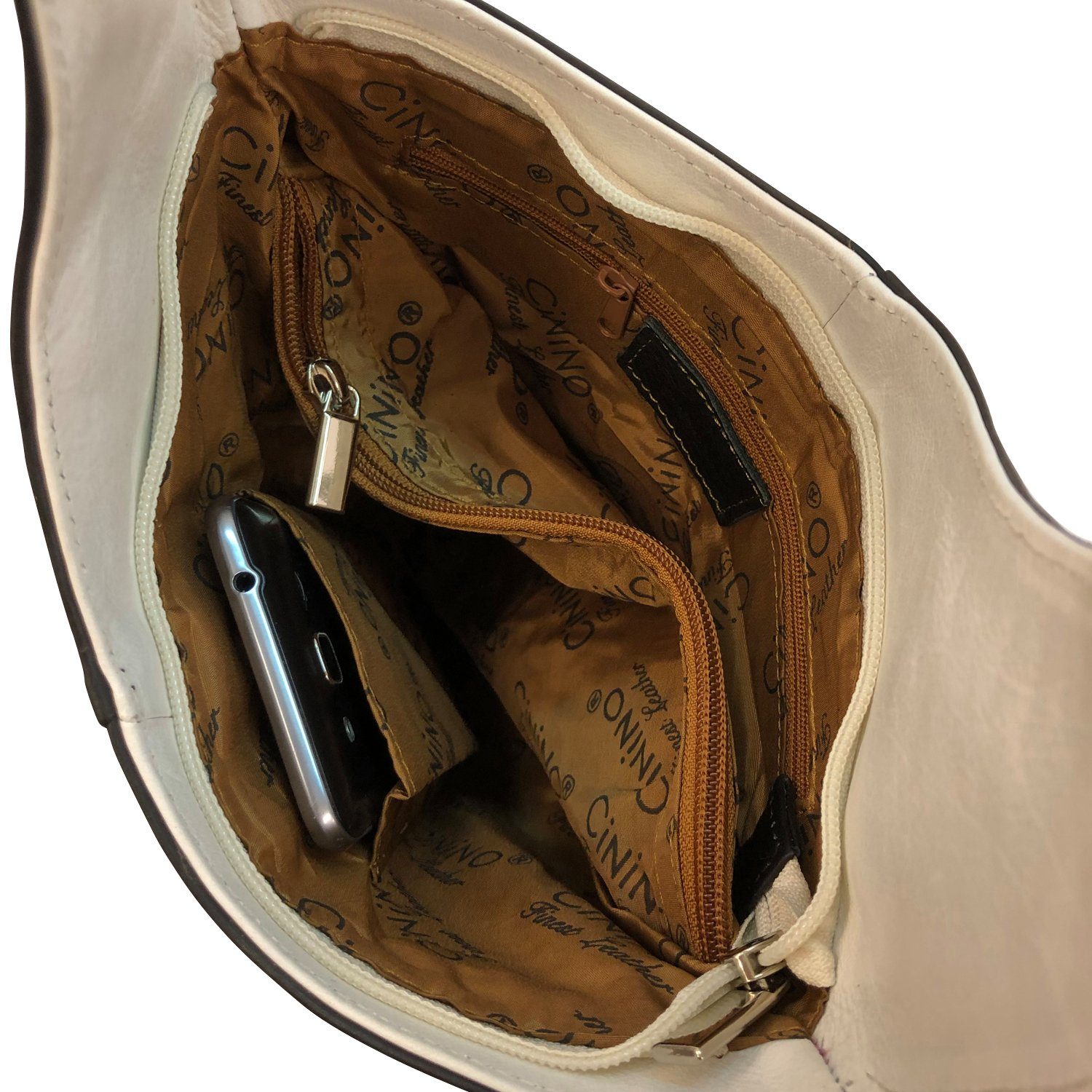 Cinino Handtasche C1161, Ledertasche Umhängetasche Crossbody Bag