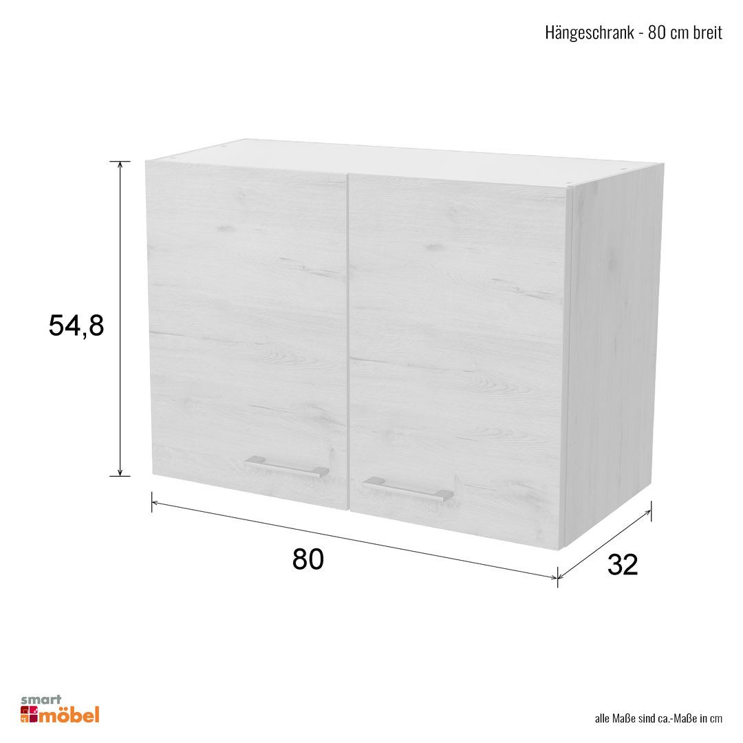 Flex-Well Hängeschrank Hängeschrank Küche - 80 cm breit - Sonoma Eiche – Salerno