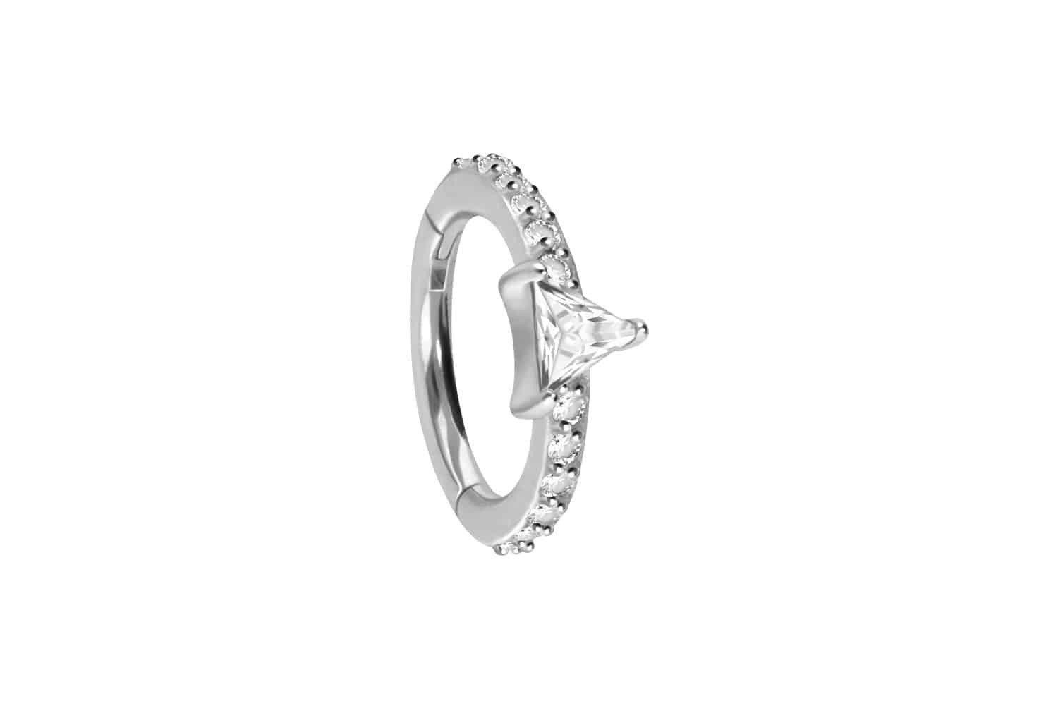 Nasenpiercing Chirurgenstahl Segmentring Clicker KRISTALLDREIECK + EINGEFASSTE
