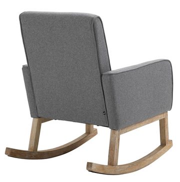 TPFLiving Schaukelstuhl Dreamer mit hochwertig gepolsterter Sitzfläche (Schwingstuhl - Relaxstuhl - Relaxsessel - Lehnstuhl), Gestell: Natura - Sitzfläche: Stoff grau