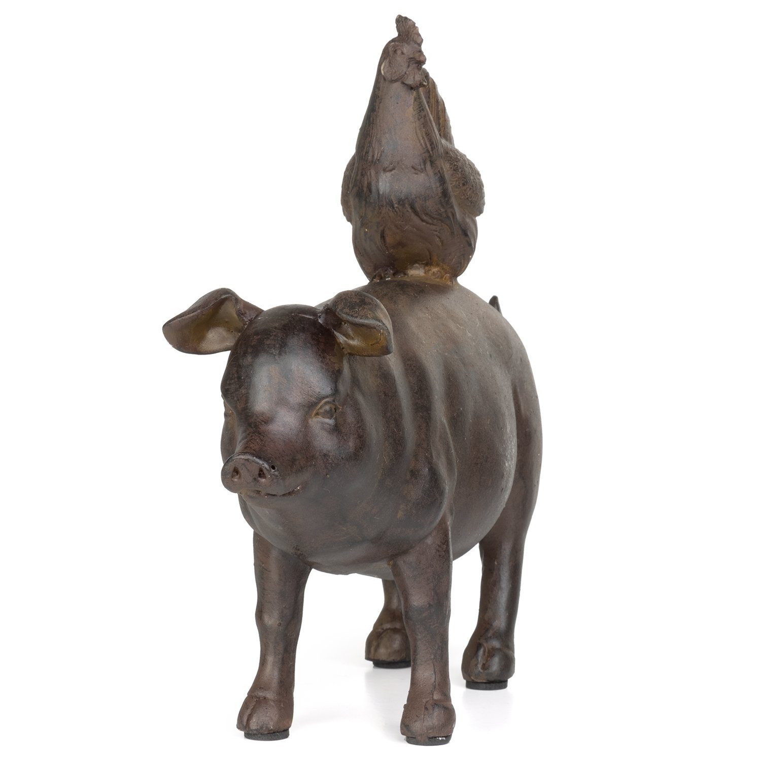 Figuren Polyreisn Dekoration Polyresin Huhn Moritz dunkelbraun, aus Deko-Figur Schweinerücken Dekofigur aus Dekoelement Dekofigur auf sitzt