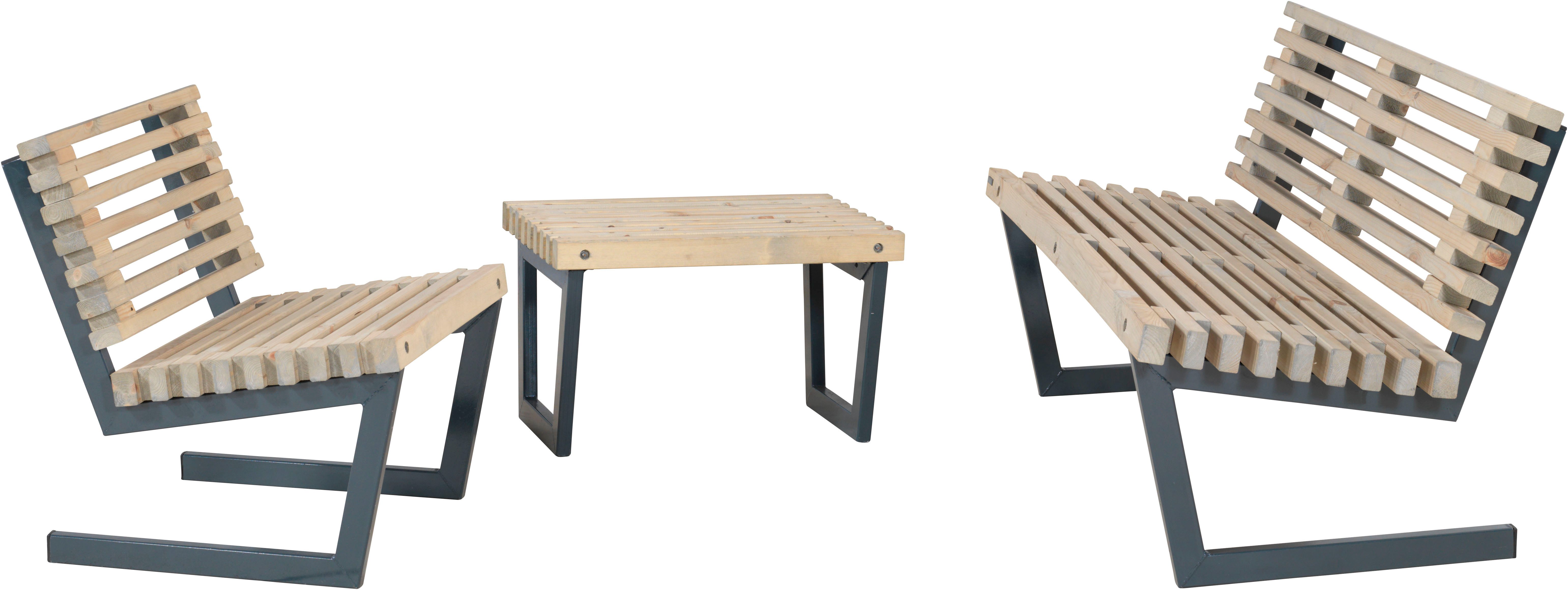 PLUS Gartenlounge-Set »Siesta« Loungeset 2, (3-tlg), bestehend aus: Sofa, Stuhl und Bank/Tisch