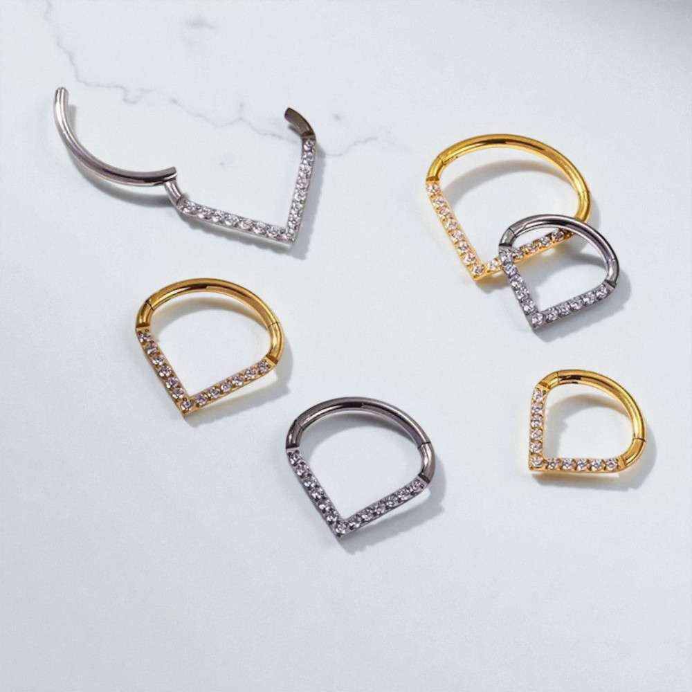 Taffstyle Nasenpiercing Titan G23 Septum Piercing Clicker Tragus Helix Tropfen Träne Kristalle (Eleganter Universal Clicker aus Titan G23 mit Glitzersteinen für das Ohr & Nase)