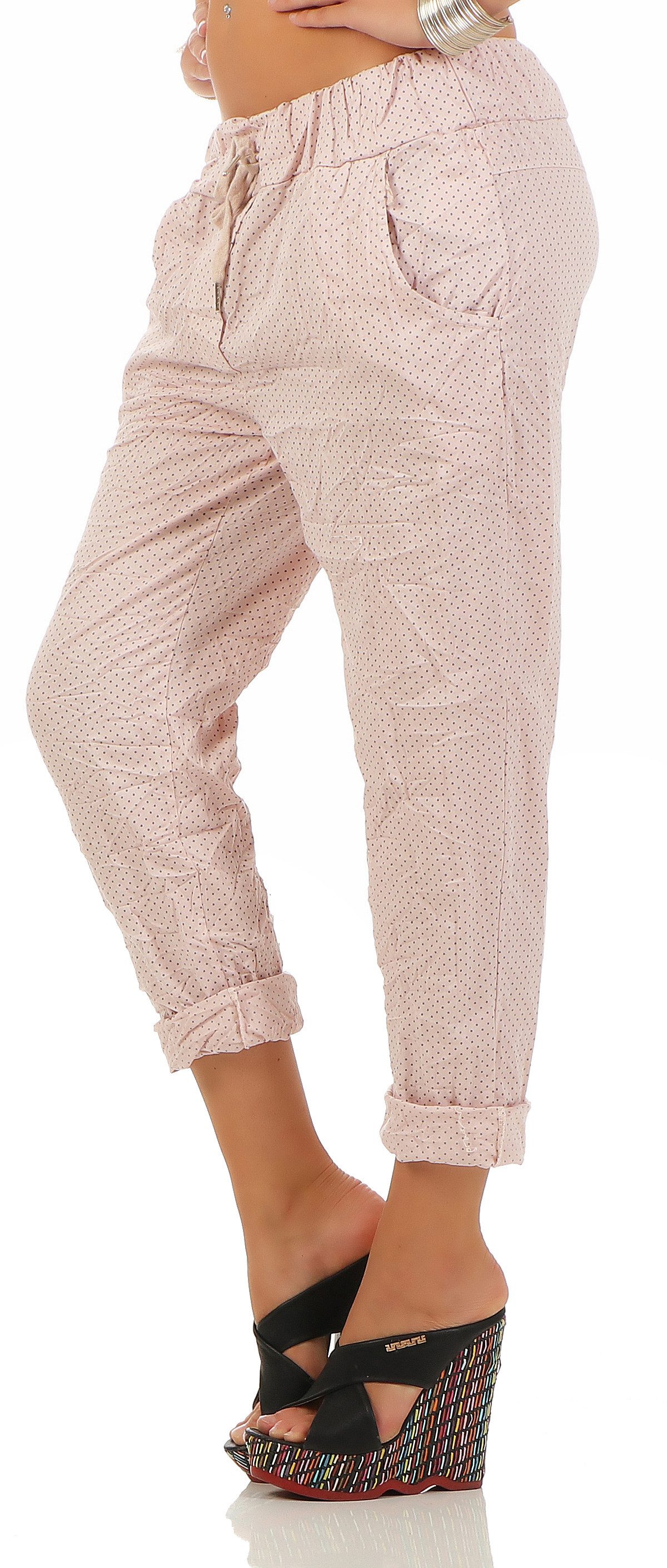 Mississhop Chinohose Trendige Jogger-Hose mit Print & Patches – Bequem