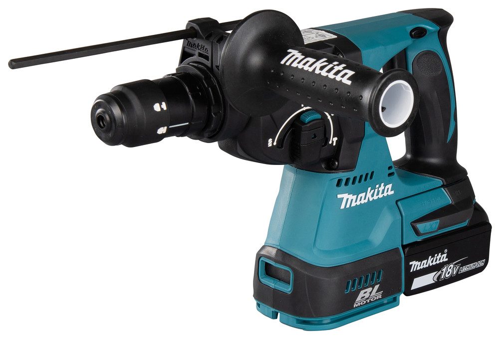 Makita Akku-Kombibohrhammer »DHR243RT3J« 18V, Inkl. 3x 5Ah Akku und Ladegerät, (SDS-PLUS, 24 mm, 2,0 J), bürstenlos zum Meißeln, Bohren und Hammerbohren +Schnellwechselfutter