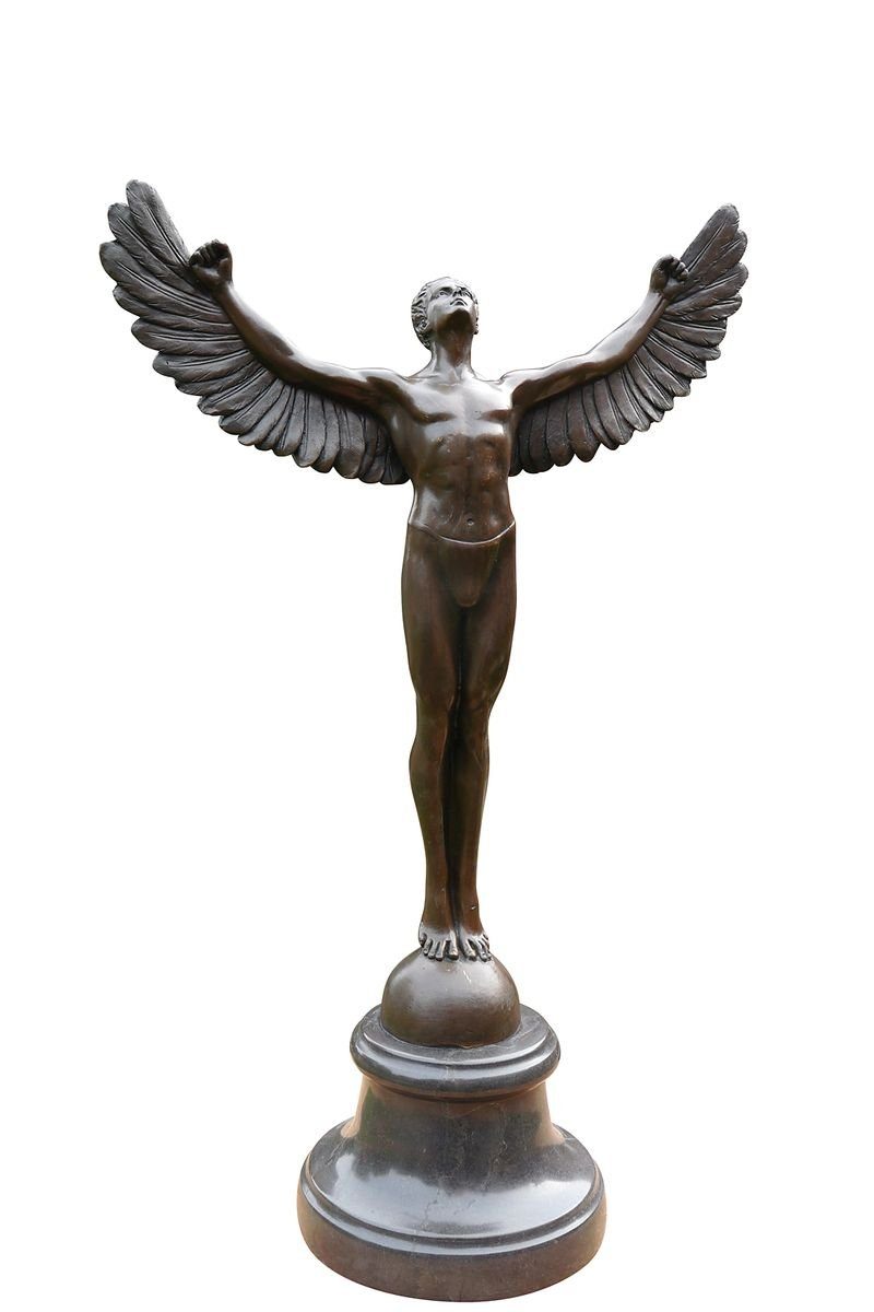 Dekoobjekt Dekorative Eleganz: Ausdrucksstarke Bronze Ikarus-Skulptur