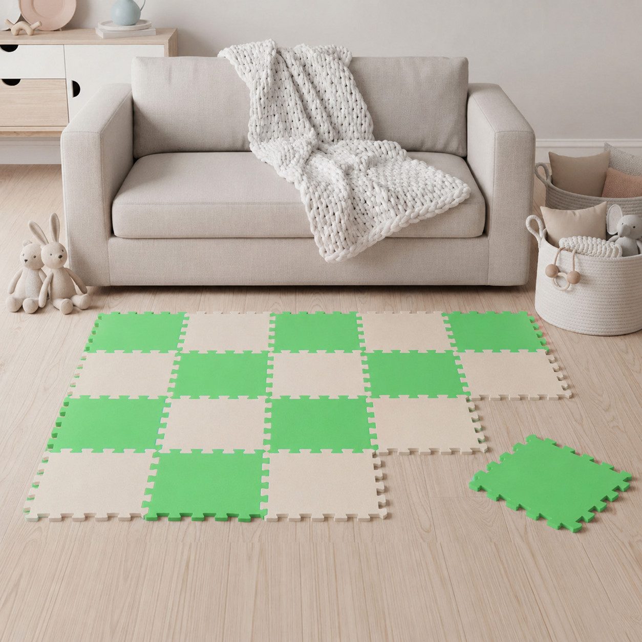 LittleTom Puzzlematte ab dem 1. Tag - 18 Teile Baby Spielmatte - 30 x 30 Kinder Krabbelmatte, (18-tlg), Spielunterlage für Babys und Kleinkinder - Kinderzimmer Puzzleteppich