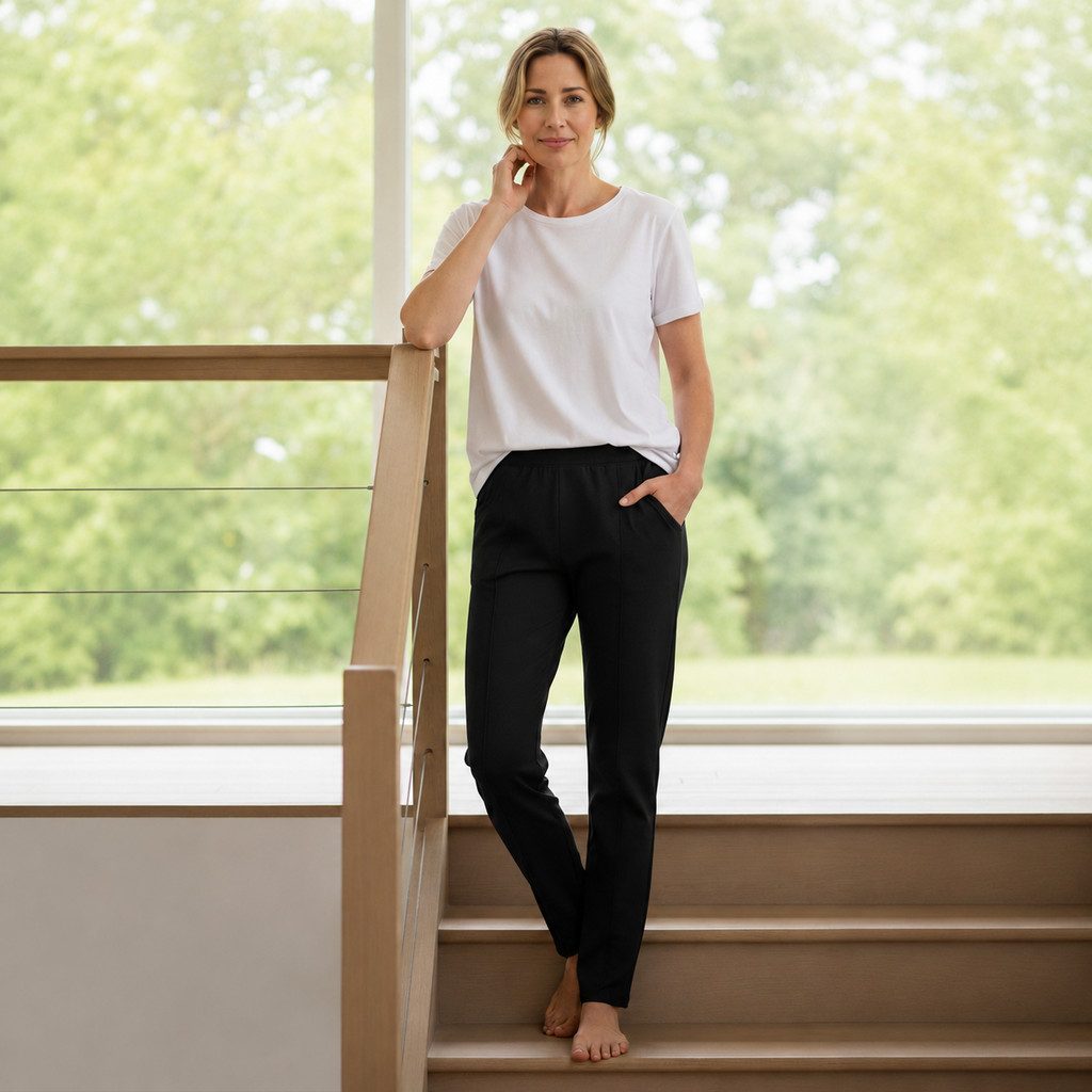 Ringella Loungepants lange Damen Loungehose mit Strickbündchen am Beinabschluss