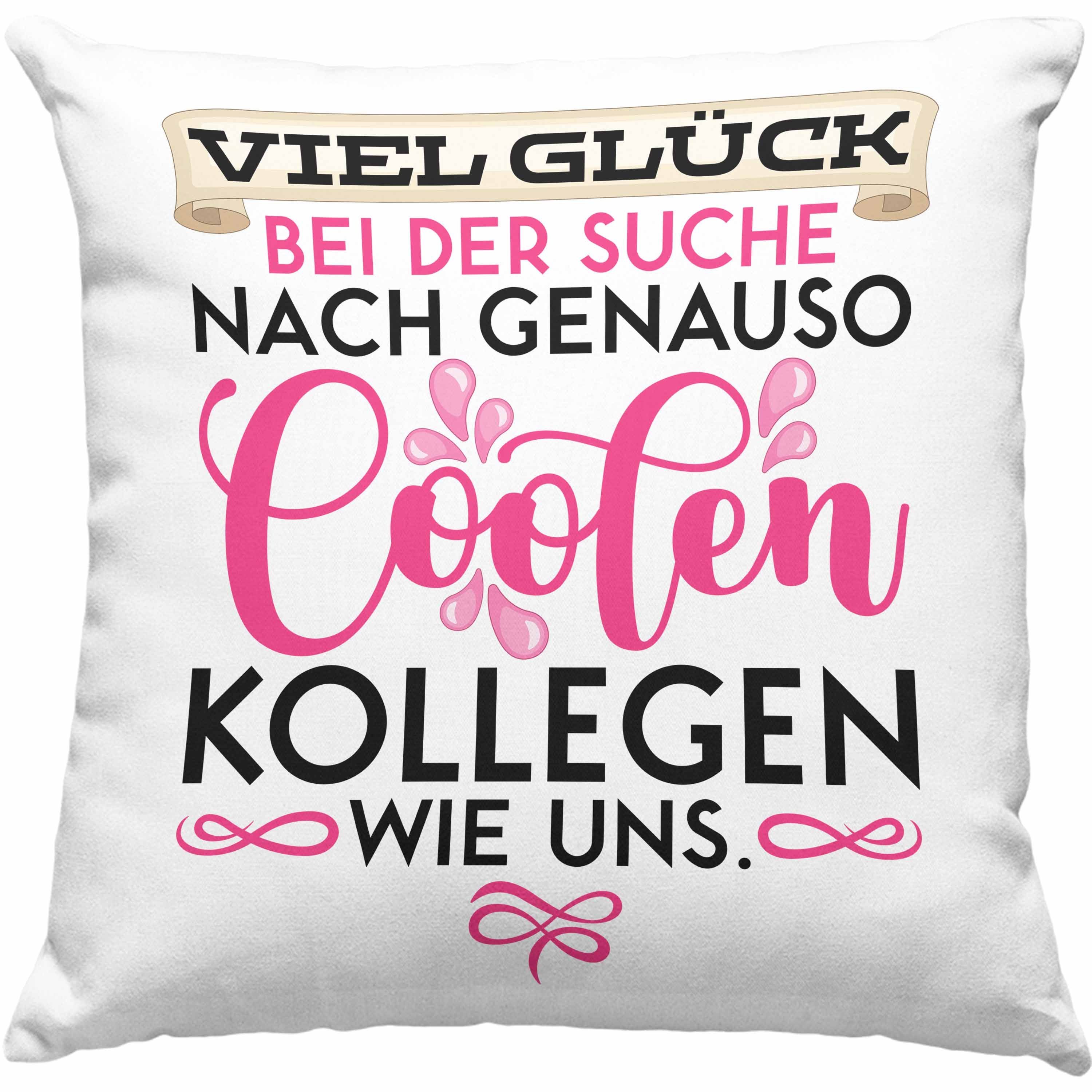 Trendation Dekokissen Trendation - Jobwechsel Kissen Geschenk Kollegin Abschiedsgeschenk Viel Glück Bei Der Suche Nach Coolen Kollegen Spruch Dekokissen mit Füllung 40x40 Rosa