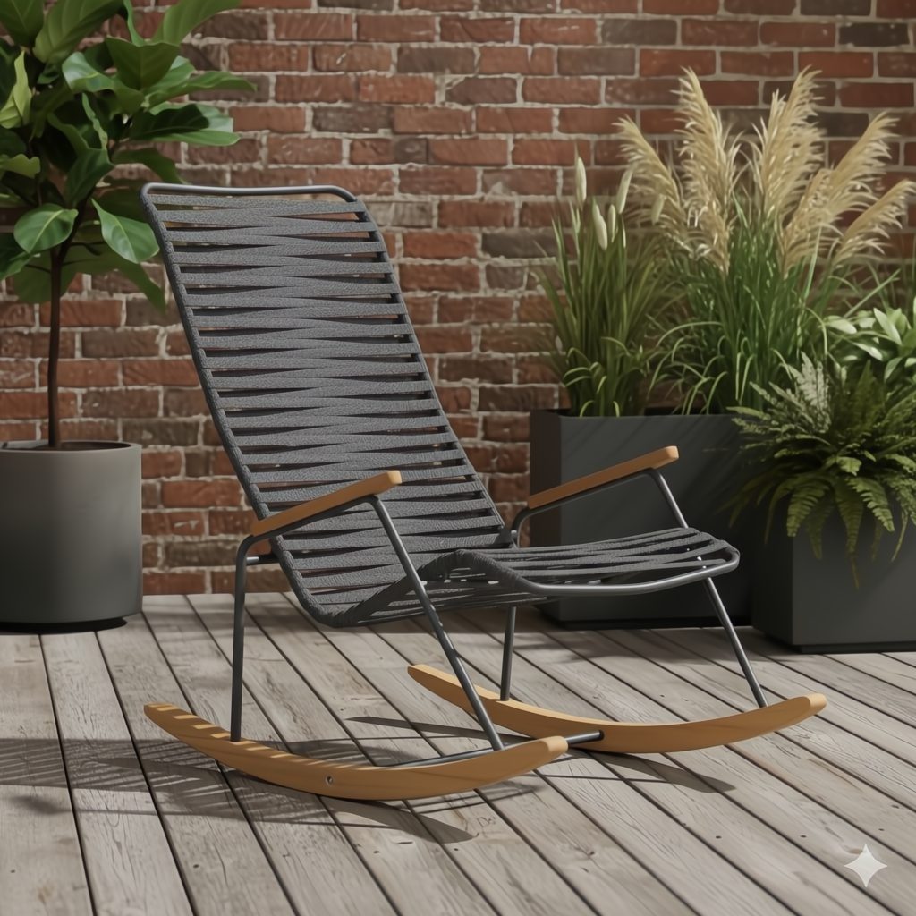 Liadomo Gartenlounge-Sessel Atina, Armlehnen & Kufen aus Teakholz, Rope, Gestell Edelstahl
