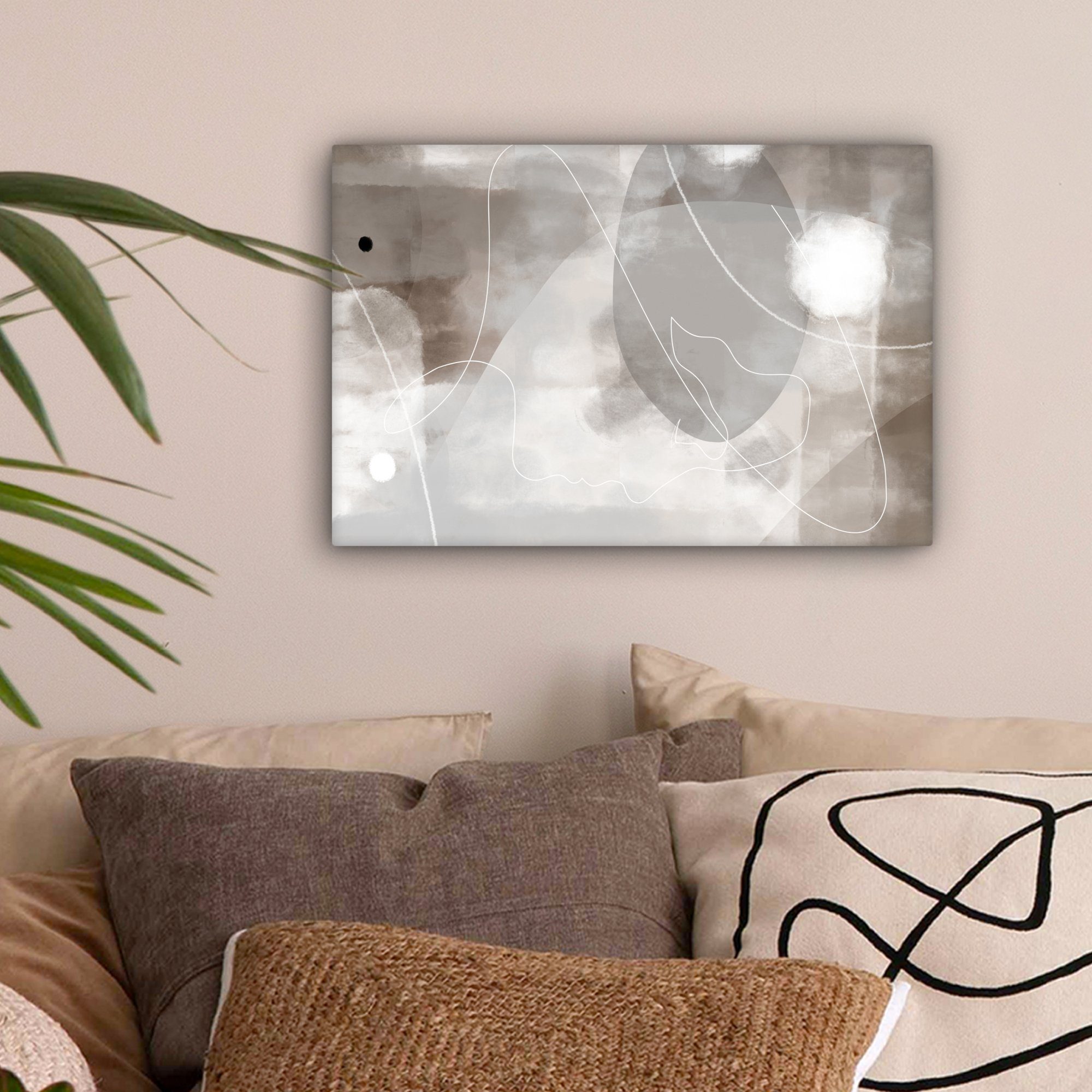 OneMillionCanvasses® Leinwandbild Farbe - Grau - Strichzeichnung - Abstrakt günstig online kaufen