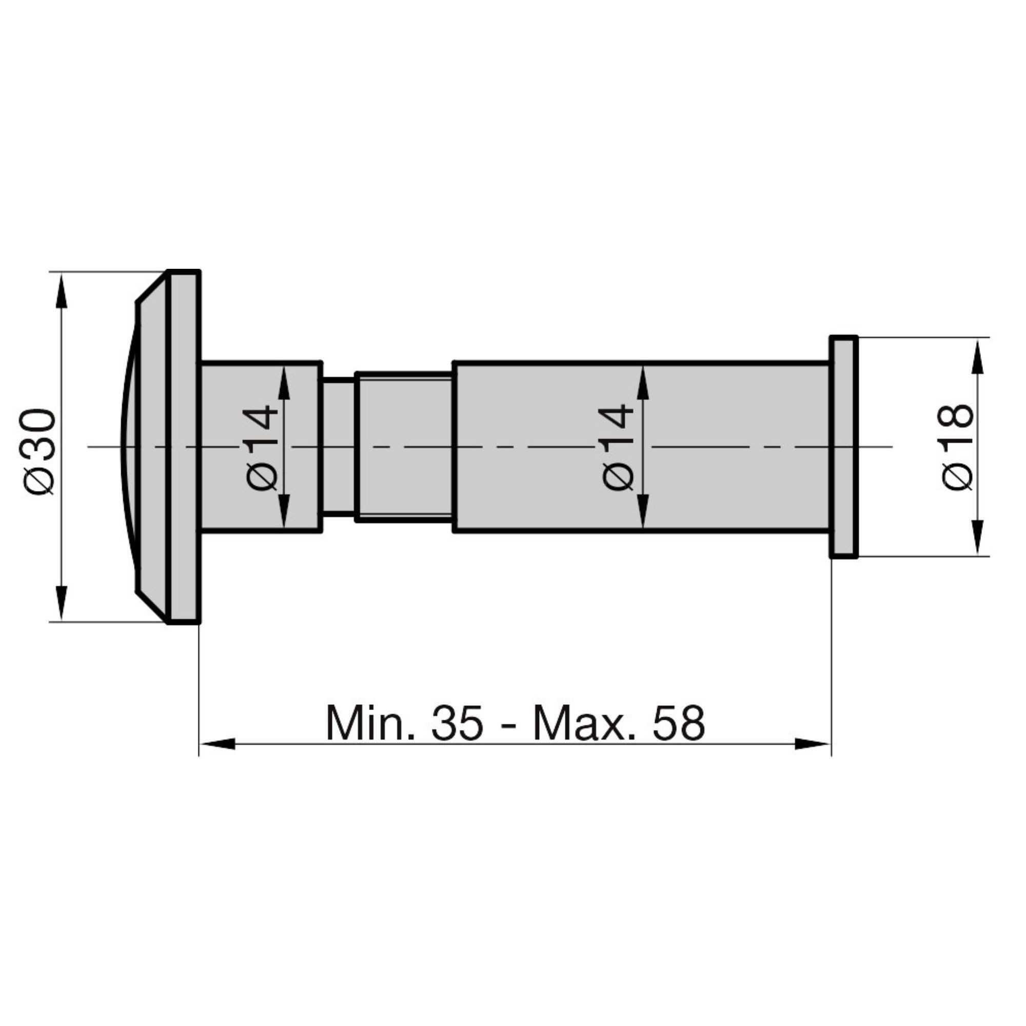 BASI Türspion TS 680 nicht für Glastüren, DIN Vorschrift 1,20m, (Packung) Weitwinkel 180°, Türstärken 35 - 58 mm, Einbau Ø 14 mm, Farbe Silber