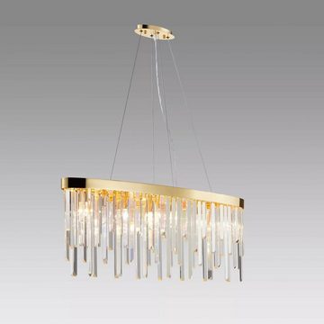 PGA-Lights Pendelleuchte Pendelleuchte Hängeleuchte Starnberg 90cm mit Kristallstäben Gold