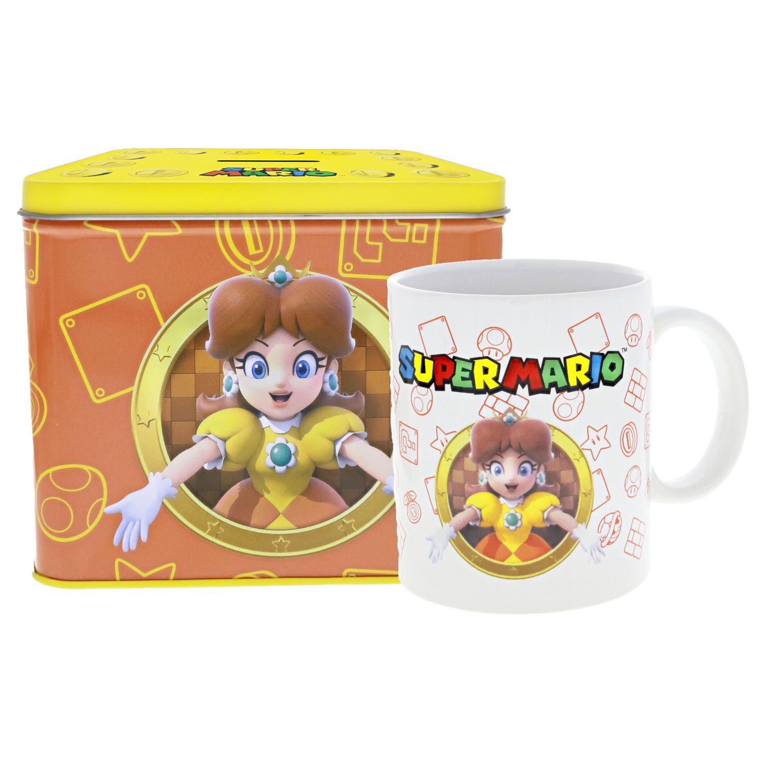 Becher Nintendo Daisy Von Super Mario Tasse Cup Becher mit Spardose Münzbox 9
