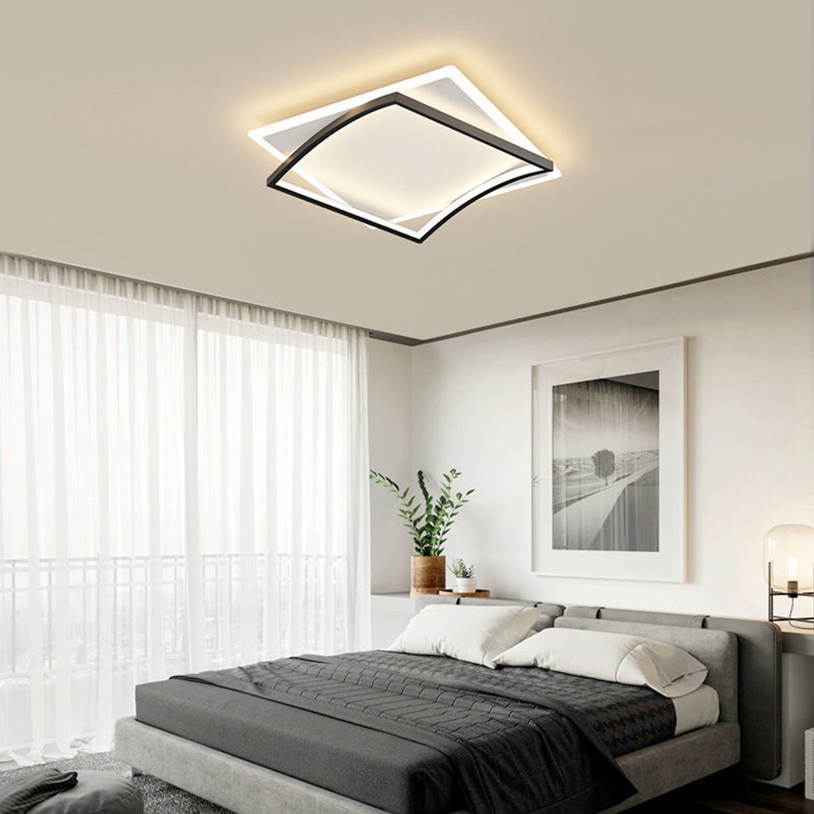 dimmbar Deckenlampe Deckenleuchte Warmweiß,Neutralweiß,Kaltweiß, integriert, Daskoo Deckenleuchten Wohnzimmerlampe fest LED LED 50cm stufenlos LED Fernbedienung, mit Modern