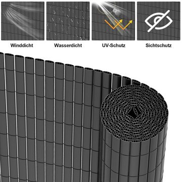 Randaco Balkonsichtschutz PVC Sichtschutzmatte Zaun Terrasse Windschutz mit Kabelbindern