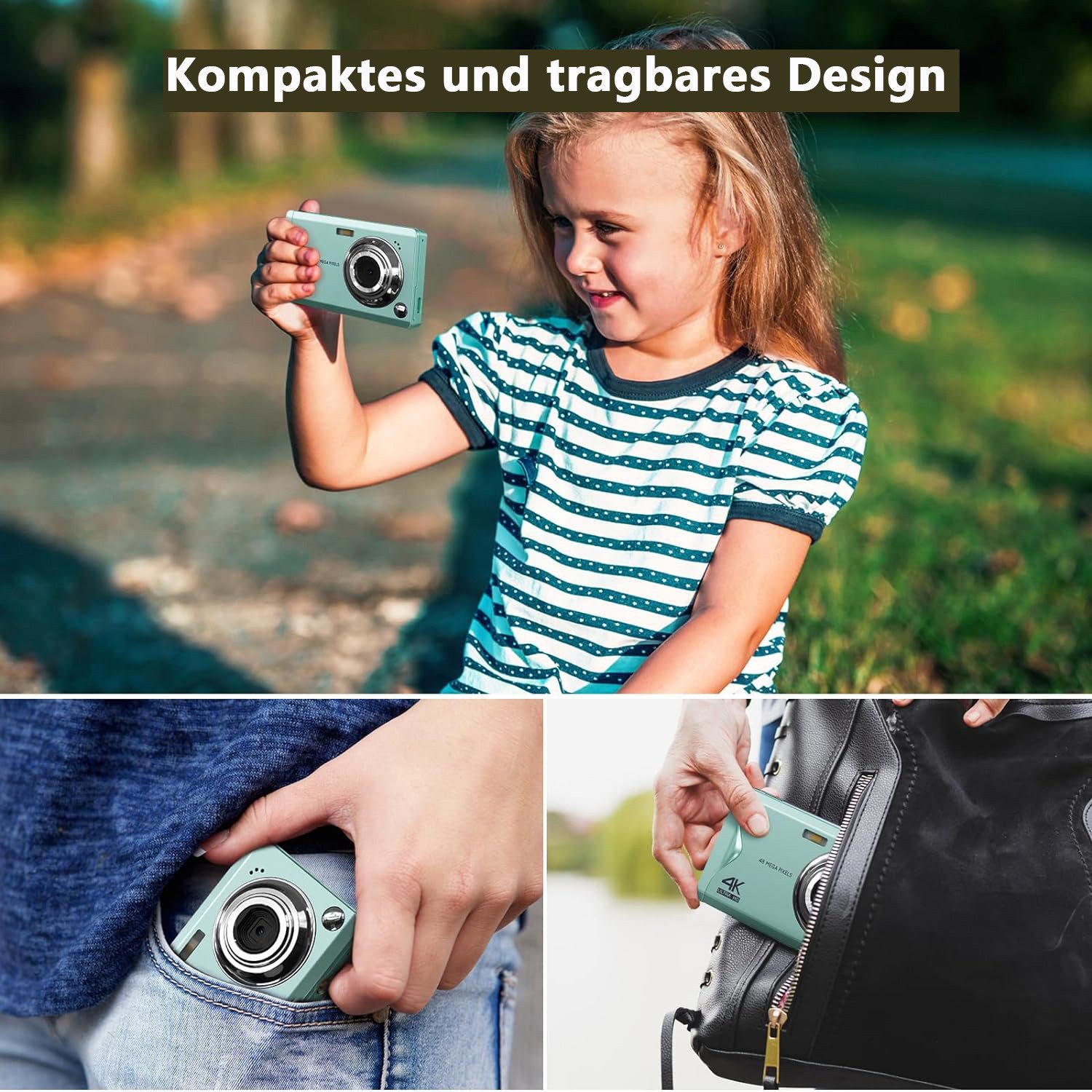 Fine Life Pro 48MP 1080P Digitalkamera mit 3,0 Zoll Bildschirm Kinderkamera (48 MP, 16X Digitalzoom kompakte Fotokamera Kinderkamera) – Bild 5 von 5