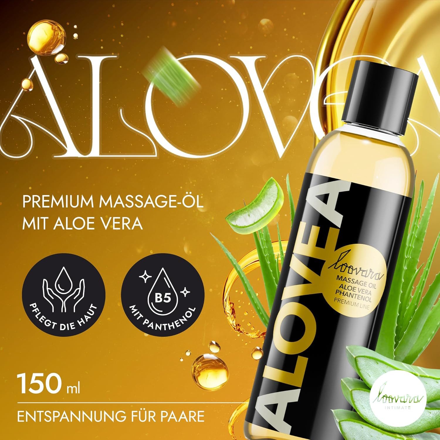 Loovara Massageöl Premium Linie 150ml, pflegend, auf Basis natürlicher Rohstoffe