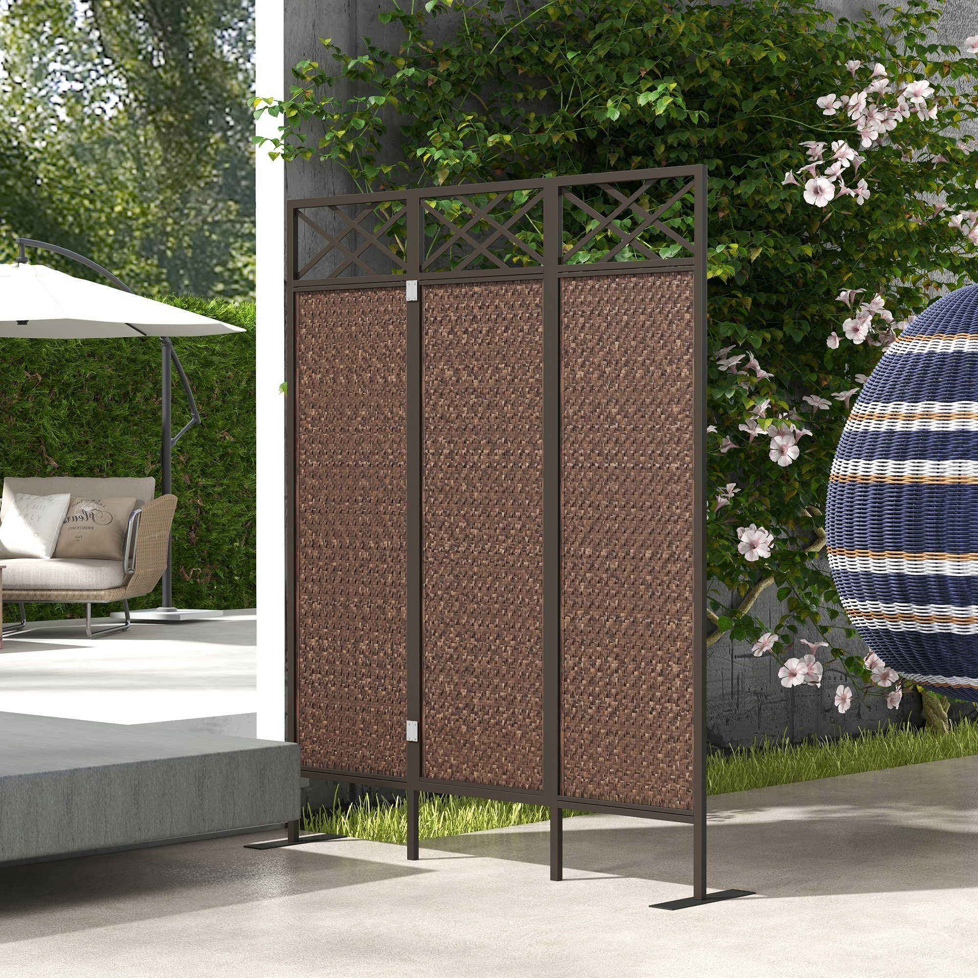 Outsunny Paravent 148 x 181 cm günstig online kaufen