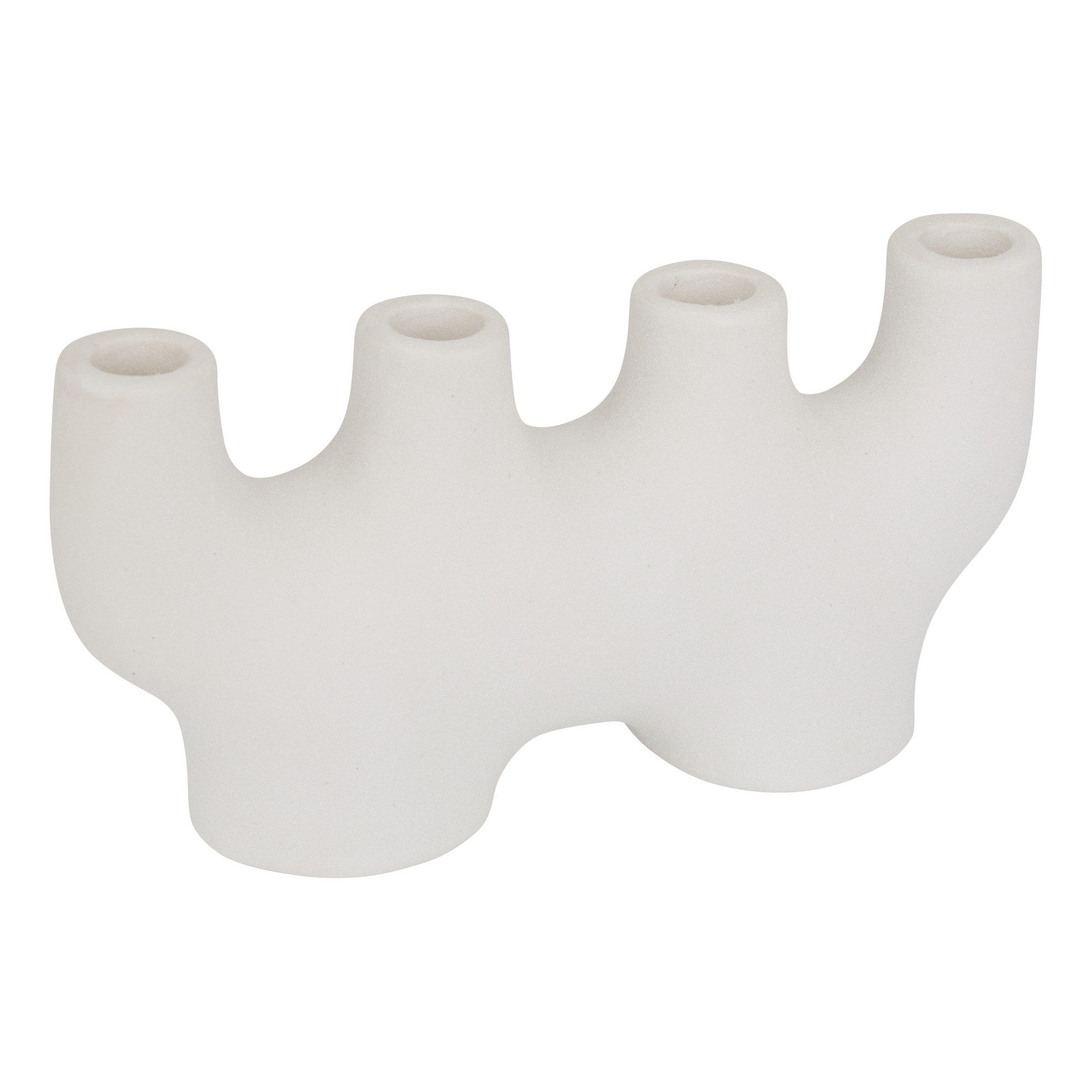 Atmosphera Créateur d'intérieur Kerzenhalter Dekorativer Kerzenhalter aus Keramik, 24 x 12,5 cm, weiß