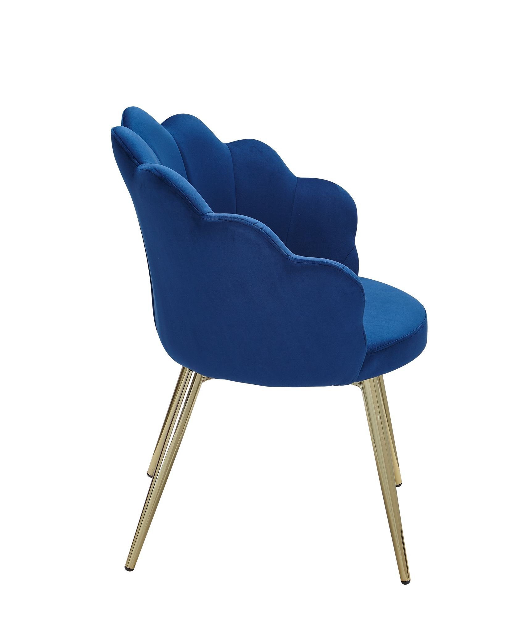 KADIMA DESIGN Esszimmerstuhl Küchenstuhl & - Blau | - Modernes Blau Metallbeine Design TULIP Samtbezug