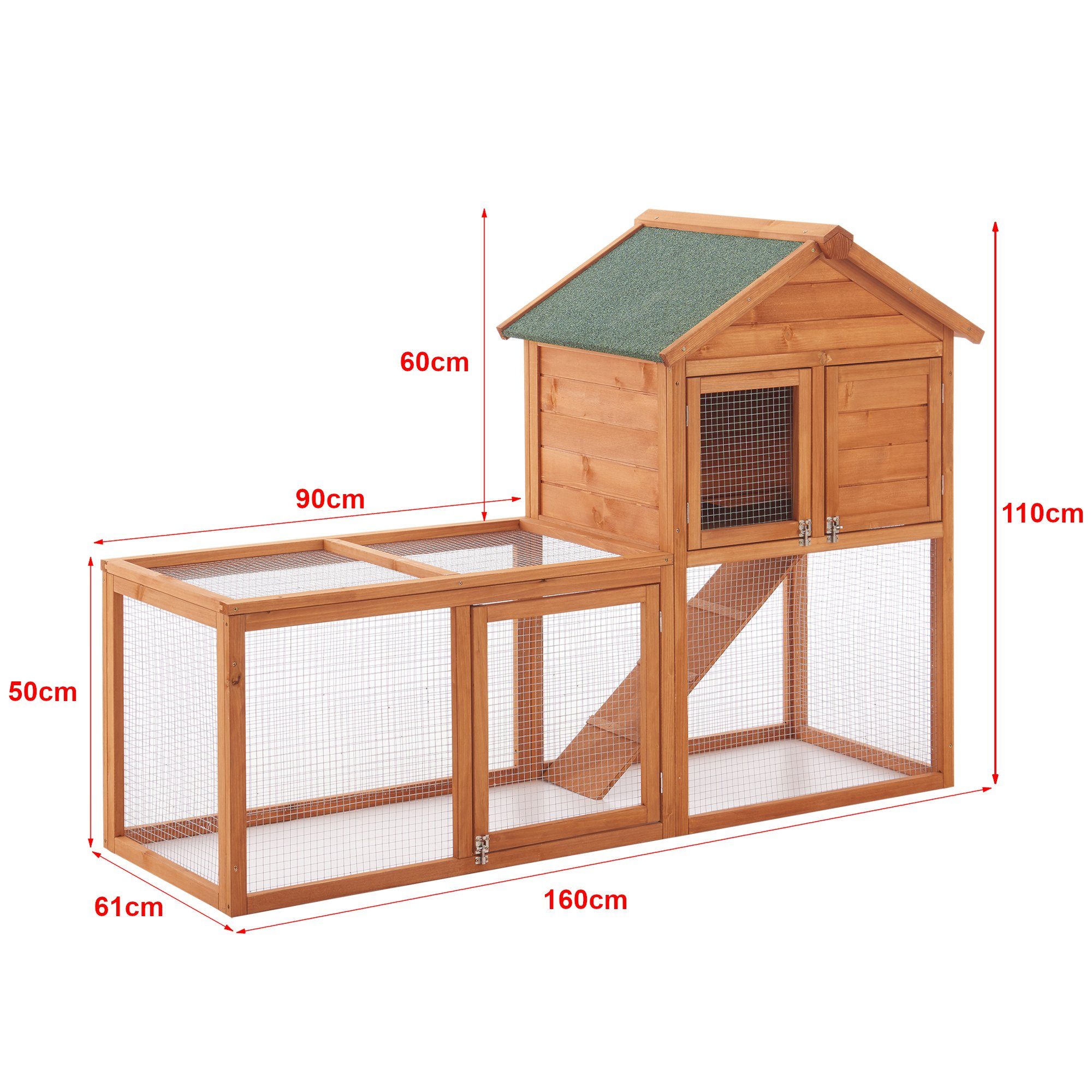 en.casa Kleintierkäfig, »Kelkheim« Kaninchenstall für Außen 110x160x61cm Tannenholz