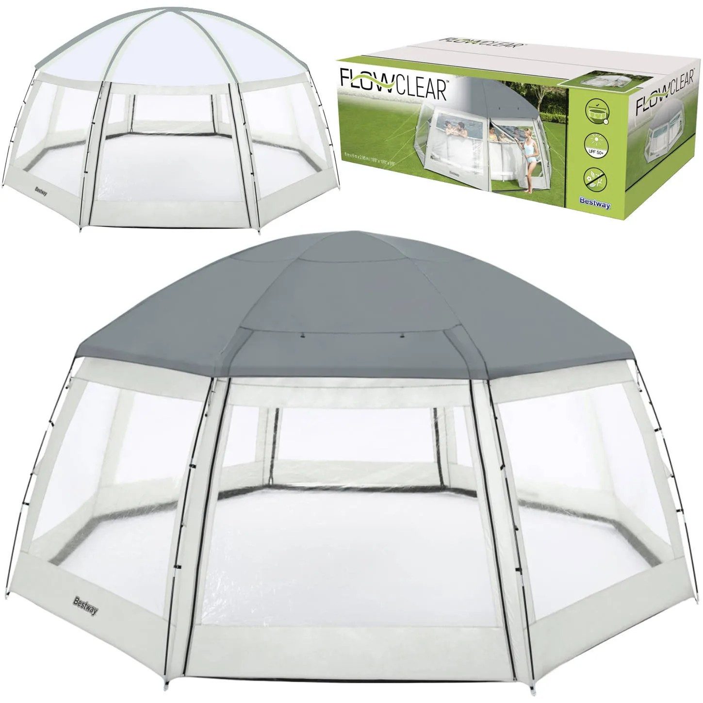 BESTWAY Poolüberdachung Poolpavillon Wetterschutzzelt, (Spar-Set, 1 tlg), stoßfest, abnehmbare Türen, UV-Schutz, schneller Aufbau