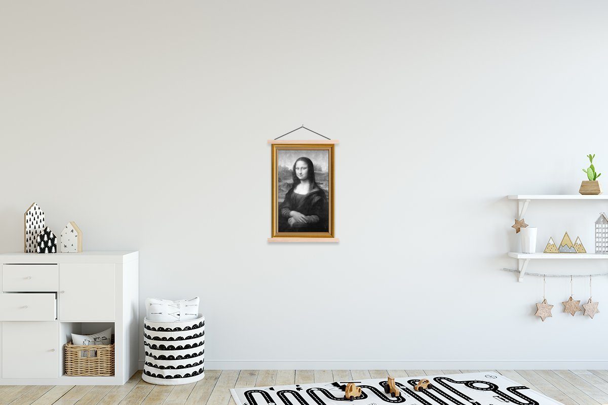 Wohnzimmer, Leonardo Lisa Gold für Poster St), Vinci (1 Da - Mona - Textilposter - Bilderleiste, Posterleiste, Magnetisch Liste, MuchoWow