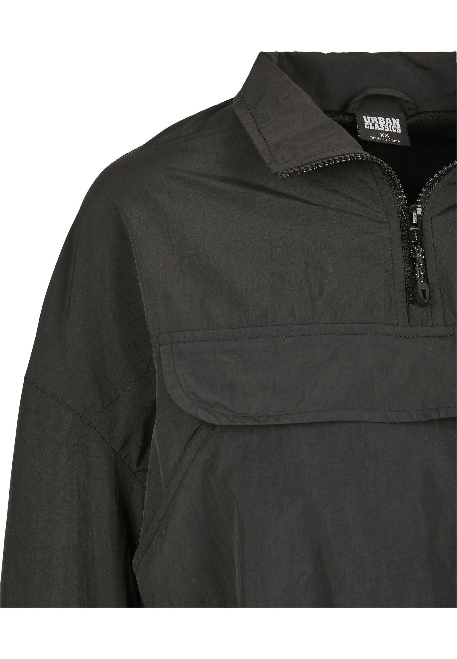 URBAN CLASSICS Outdoorjacke Nylon Pull Cropped Ladies black Jacket Over Crinkle (1-St) Frauen