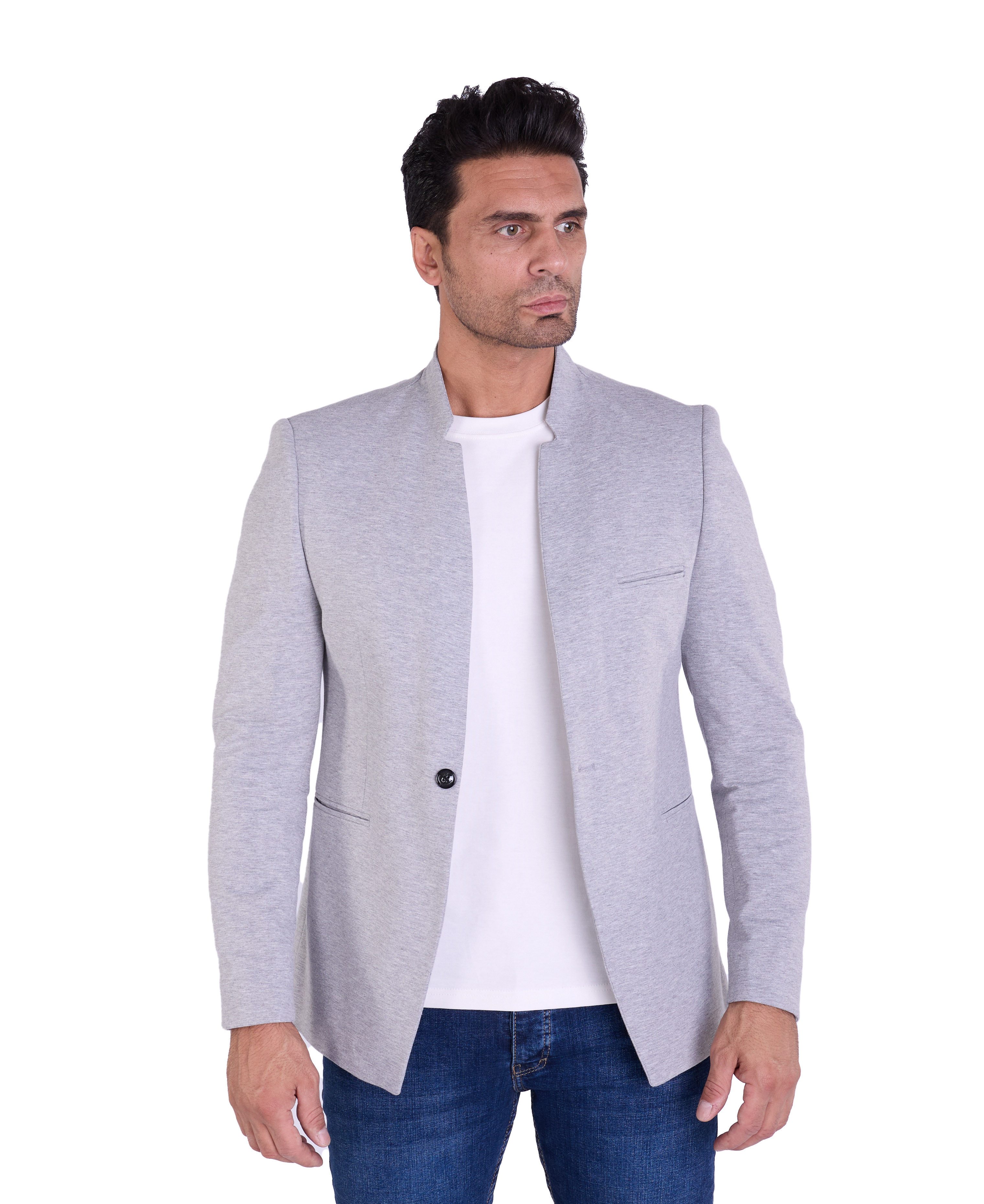 Denim Distriqt Jerseysakko Herren Slim Fit Stehkragen Sakko günstig online kaufen