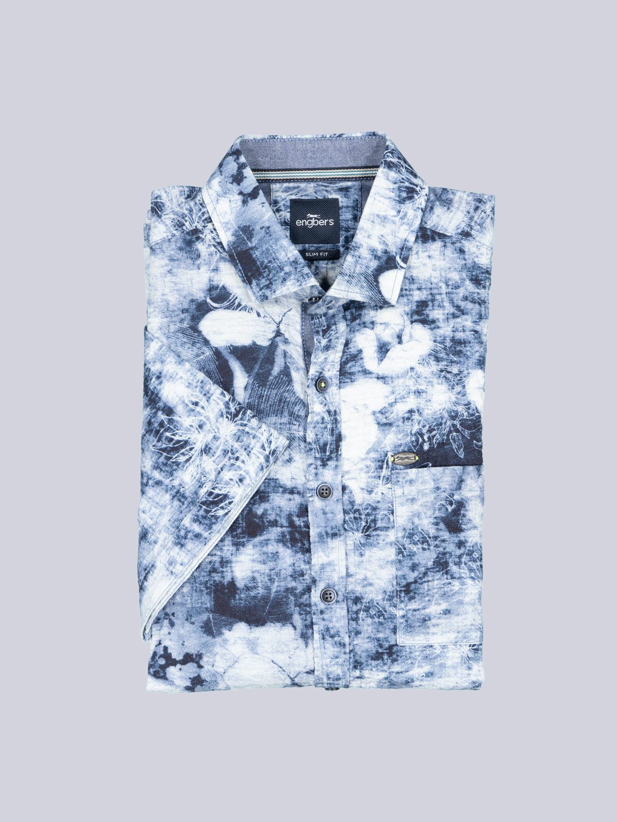 Engbers Kurzarmhemd Herren Kurzarm-Hemd gemustert, Marineblau