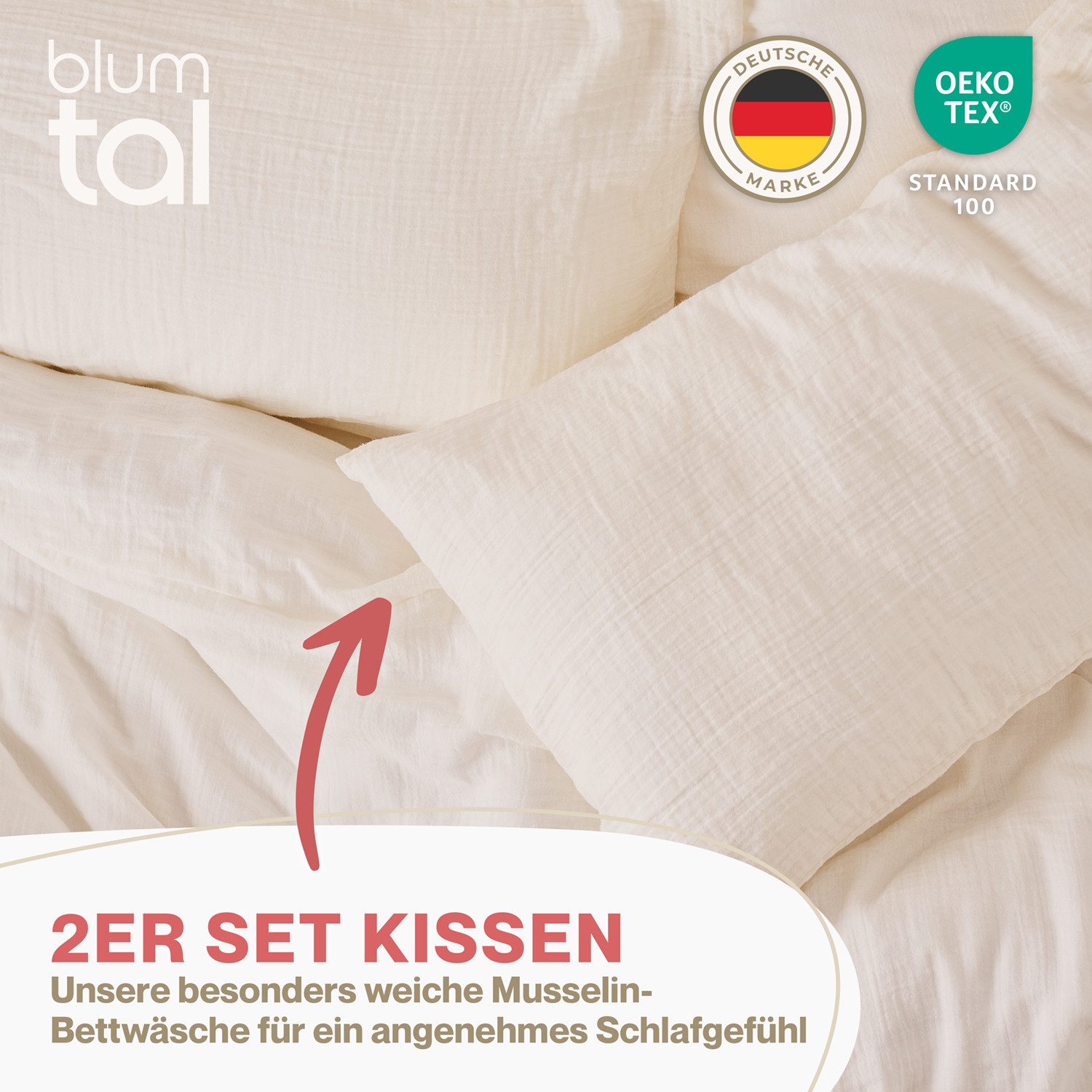 Blumtal Kissenbezug Musselin Kissenbezug - Oeko-TEX zertifiziertes Musselin günstig online kaufen