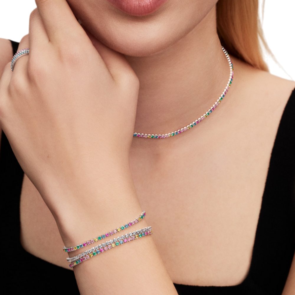 Pandora Silberkette 394648C01-40, Bunt, Tenniskette, Zirkonia, Kristalle