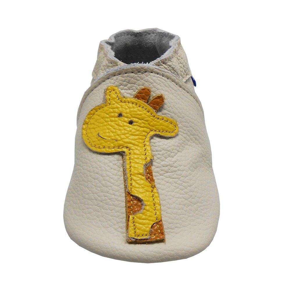 Krabbelschuh Weiche Lederpuschen Lauflernschuhe Giraffe Hausschuhe Leder Yalion Weiss