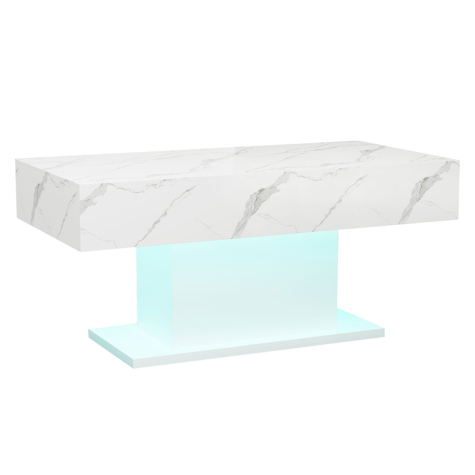 radelldar Couchtisch Wohnzimmertisch Hochglanz mit LED-Beleuchtung, Moderner Stil (1-St), Maße 110x55x50 cm, USB-Betrieb