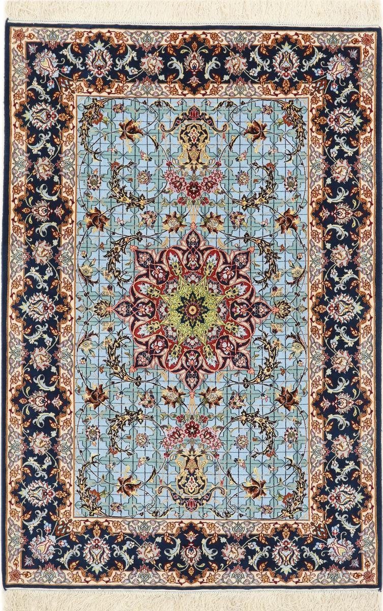 Höhe: Isfahan Nain Seidenkette mm 6 rechteckig, Handgeknüpfter Trading, Orientteppich, 128x190 Orientteppich