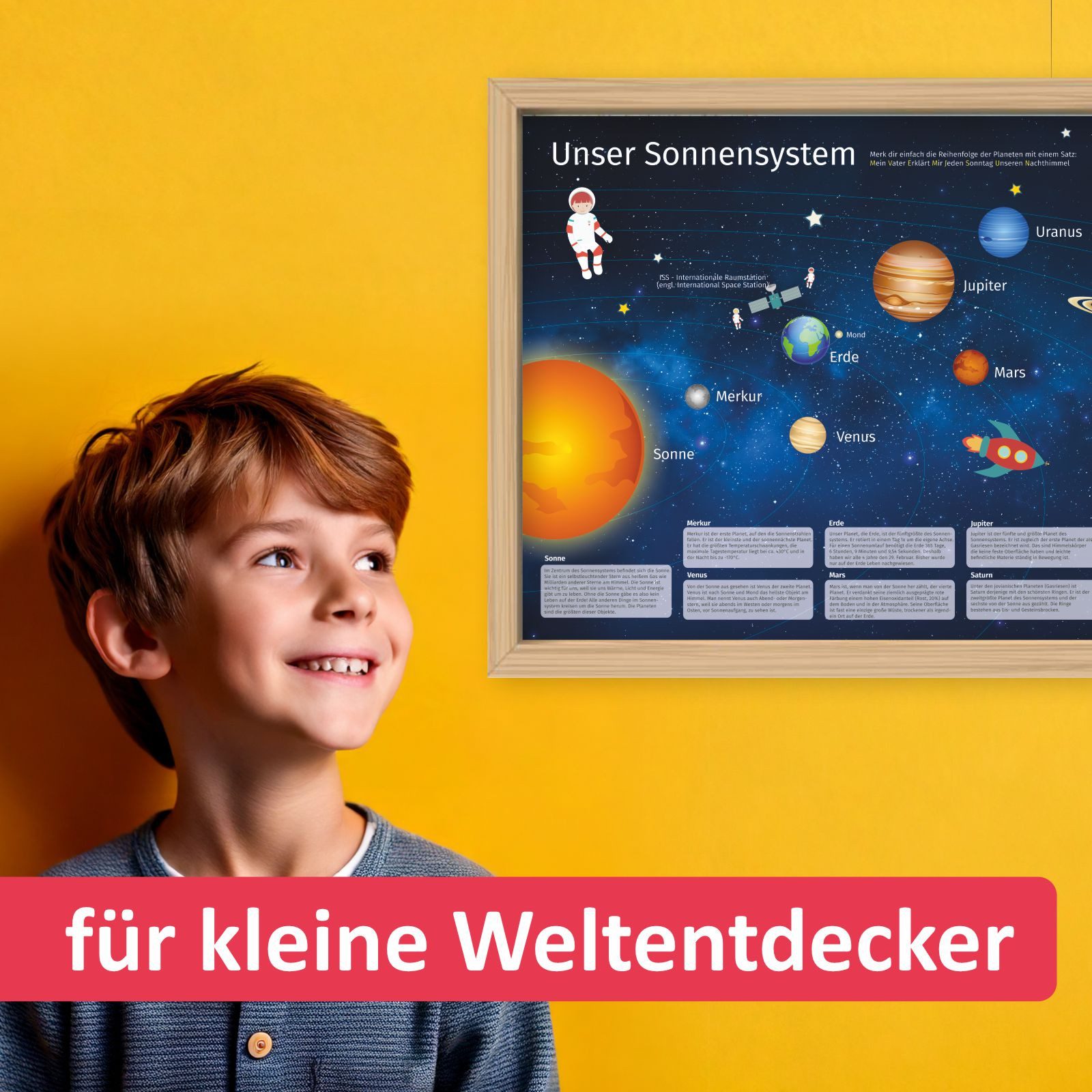 nikima Poster Kinder Lernposter Sonnensystem, Sonnensystem, Kinder Lernposter