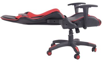 TPFLiving Gaming-Stuhl Mirage mit bequemer Rückenlehne - höhenverstellbar und 360° drehbar (Schreibtischstuhl, Drehstuhl, Gamingstuhl, Racingstuhl, Chefsessel), Gestell: Kunststoff schwarz - Sitzfläche: Kunstleder schwarz/rot