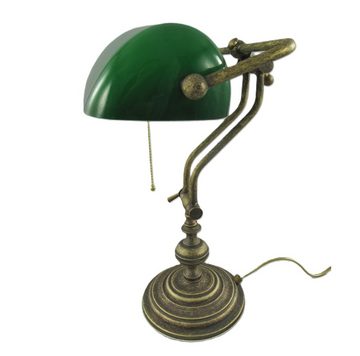 Linoows Tischleuchte Bankerlampe, Schreibtischlampe, Retro Büro Leuchte, ohne Leuchtmittel, je nach Leuchtmittel, schwere Altmessing Tisch Lampe